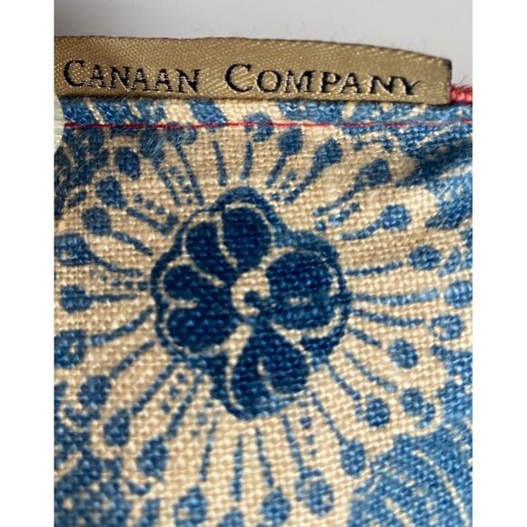 Red,Blue Square Pillow Floral, Stripe Reversible Cotton Blend 18x18” Canaan Co. - Picture 3 of 8